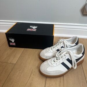 New Gola Cyclone Leather White Black Sneakers Women’s 8 CL8743 Everyday Casual